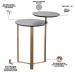 Kit Mesa de Centro e Mesa Lateral Para Sala Pés Metálicos Dari A03 Nero Dourado - Lyam Decor