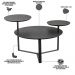 Kit Mesa de Centro e Mesa Lateral Para Sala Pés Metálicos Dari A03 Nero Preto - Lyam Decor