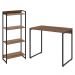 Kit Para Escritório Estante Areta 4 Prateleiras Mesa Industrial Aspen 90cm C01 Nogal - Lyam Decor