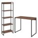 Kit Para Escritório Estante Areta 5 Prateleiras Mesa Industrial Aspen 90cm C01 Nogal - Lyam Decor