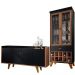 Kit Para Sala de Jantar Aparador 04 Portas Havana B01 com Cristaleira Luma Preto Nature - Lyam Decor