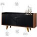 Kit Para Sala de Jantar Aparador 04 Portas Havana B01 com Cristaleira Luma Preto Nature - Lyam Decor