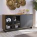 Kit Para Sala de Jantar Buffet Áustria C04 com Cristaleira Malibu Preto Noce Milano - Lyam Decor