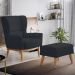 Kit Poltrona Decorativa Milena D02 com Puff Viseo Linho Chumbo D-465 - Lyam Decor