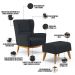 Kit Poltrona Decorativa Milena D02 com Puff Viseo Linho Chumbo D-465 - Lyam Decor