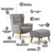 Kit Poltrona Decorativa Milena D02 com Puff Viseo Linho Cinza Escuro C-416 - Lyam Decor