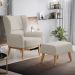 Kit Poltrona Decorativa Milena D02 com Puff Viseo Linho Cru C-443 - Lyam Decor