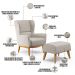 Kit Poltrona Decorativa Milena D02 com Puff Viseo Linho Cru C-443 - Lyam Decor