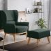 Kit Poltrona Decorativa Milena D02 com Puff Viseo Linho Verde C-117 - Lyam Decor