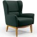 Kit Poltrona Decorativa Milena D02 com Puff Viseo Linho Verde C-117 - Lyam Decor