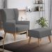 Kit Poltrona Decorativa Milena D02 com Puff Viseo Veludo Cinza C-317 - Lyam Decor