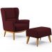 Kit Poltrona Decorativa Milena D02 com Puff Viseo Veludo Marsala C-278 - Lyam Decor