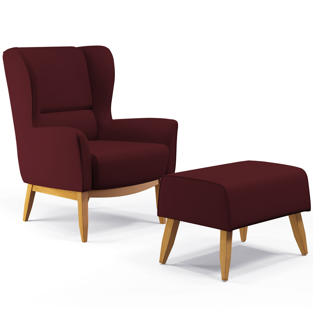 Kit Poltrona Decorativa Milena D02 com Puff Viseo Veludo Marsala C-278 - Lyam Decor
