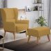 Kit Poltrona Decorativa Milena D02 com Puff Viseo Veludo Mostarda C-260 - Lyam Decor