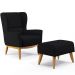Kit Poltrona Decorativa Milena D02 com Puff Viseo Veludo Preto C-300 - Lyam Decor