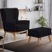 Kit Poltrona Decorativa Milena D02 com Puff Viseo Veludo Preto C-300 - Lyam Decor
