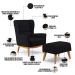 Kit Poltrona Decorativa Milena D02 com Puff Viseo Veludo Preto C-300 - Lyam Decor