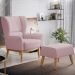 Kit Poltrona Decorativa Milena D02 com Puff Viseo Veludo Rosê C-305 - Lyam Decor
