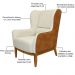 Kit Poltrona Decorativa Milena com Puff Viseo D02 Linho Bege A-184 Corano Marrom  - Lyam Decor