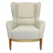 Kit Poltrona Decorativa Milena com Puff Viseo D02 Linho Bege A-184 Corano Marrom  - Lyam Decor