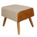 Kit Poltrona Decorativa Milena com Puff Viseo D02 Linho Bege C-129 Corano Marrom  - Lyam Decor