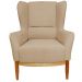 Kit Poltrona Decorativa Milena com Puff Viseo D02 Linho Bege C-129 Corano Marrom  - Lyam Decor