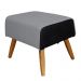 Kit Poltrona Decorativa Milena com Puff Viseo D02 Linho Cinza C-416 Corano Preto  - Lyam Decor