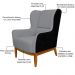 Kit Poltrona Decorativa Milena com Puff Viseo D02 Linho Cinza C-416 Corano Preto  - Lyam Decor