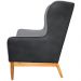 Kit Poltrona Decorativa Milena com Puff Viseo D02 Linho Cinza C-416 Corano Preto  - Lyam Decor