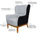 Kit Poltrona Decorativa Milena com Puff Viseo D02 Linho Cinza D-315 Corano Preto  - Lyam Decor