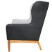 Kit Poltrona Decorativa Milena com Puff Viseo D02 Linho Cinza D-315 Corano Preto  - Lyam Decor