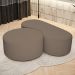 Kit Puff Redondo Lola e Puff Recamier Orgânico Orbit W01 Bouclê Bege - Lyam Decor