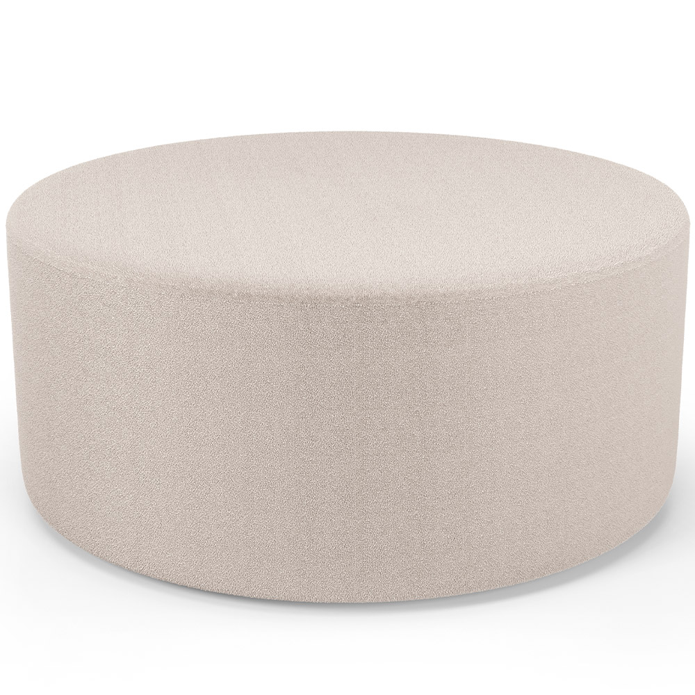 Kit Puff Redondo Lola e Puff Recamier Orgânico Orbit W01 Bouclê Creme - Lyam Decor