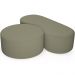 Kit Puff Redondo Lola e Puff Recamier Orgânico Orbit W01 Bouclê Oliva - Lyam Decor