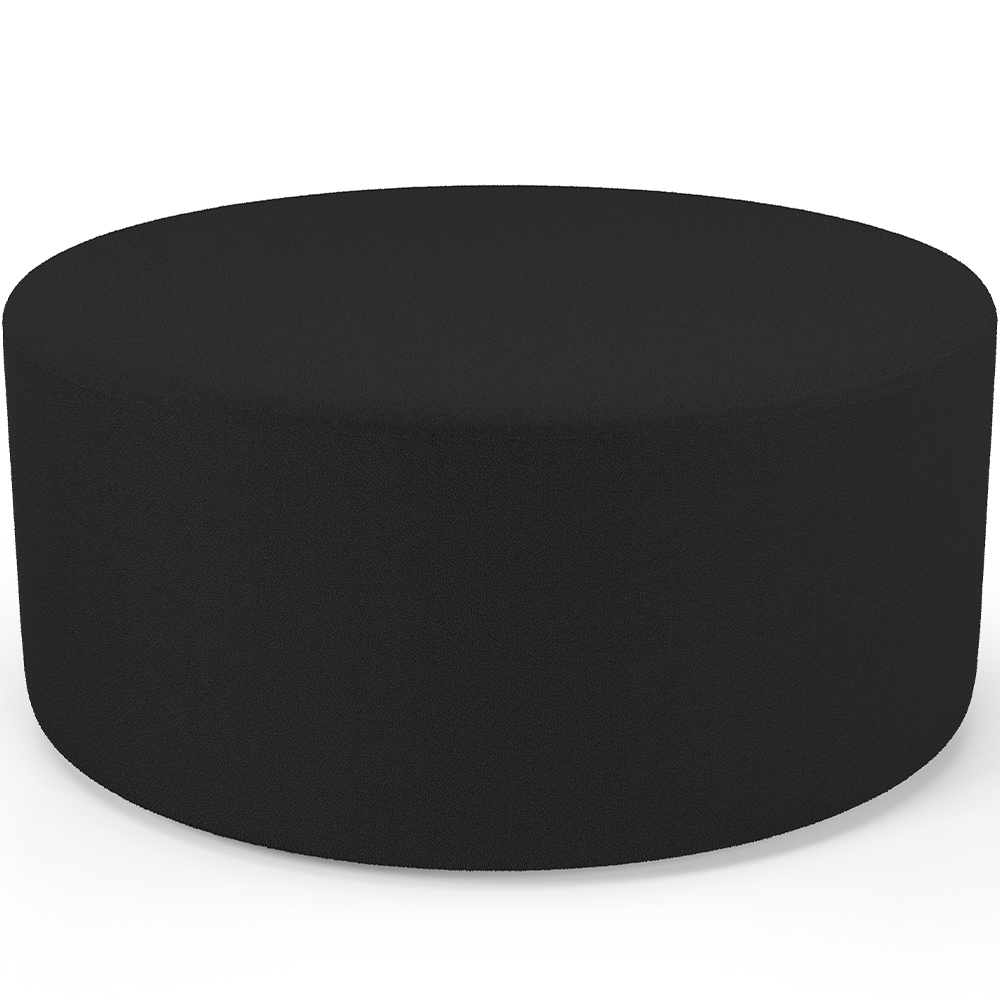 Kit Puff Redondo Lola e Puff Recamier Orgânico Orbit W01 Bouclê Preto - Lyam Decor
