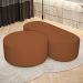 Kit Puff Redondo Lola e Puff Recamier Orgânico Orbit W01 Bouclê Terracota - Lyam Decor