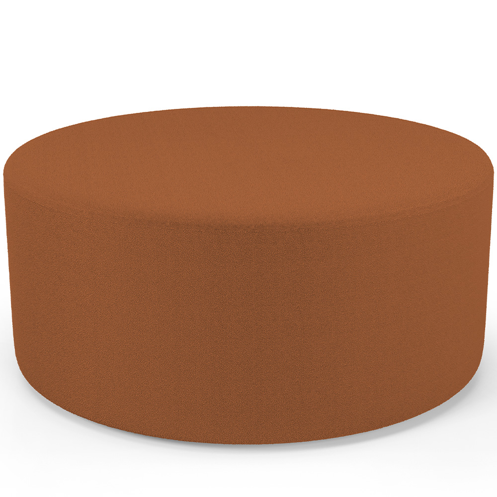 Kit Puff Redondo Lola e Puff Recamier Orgânico Orbit W01 Bouclê Terracota - Lyam Decor