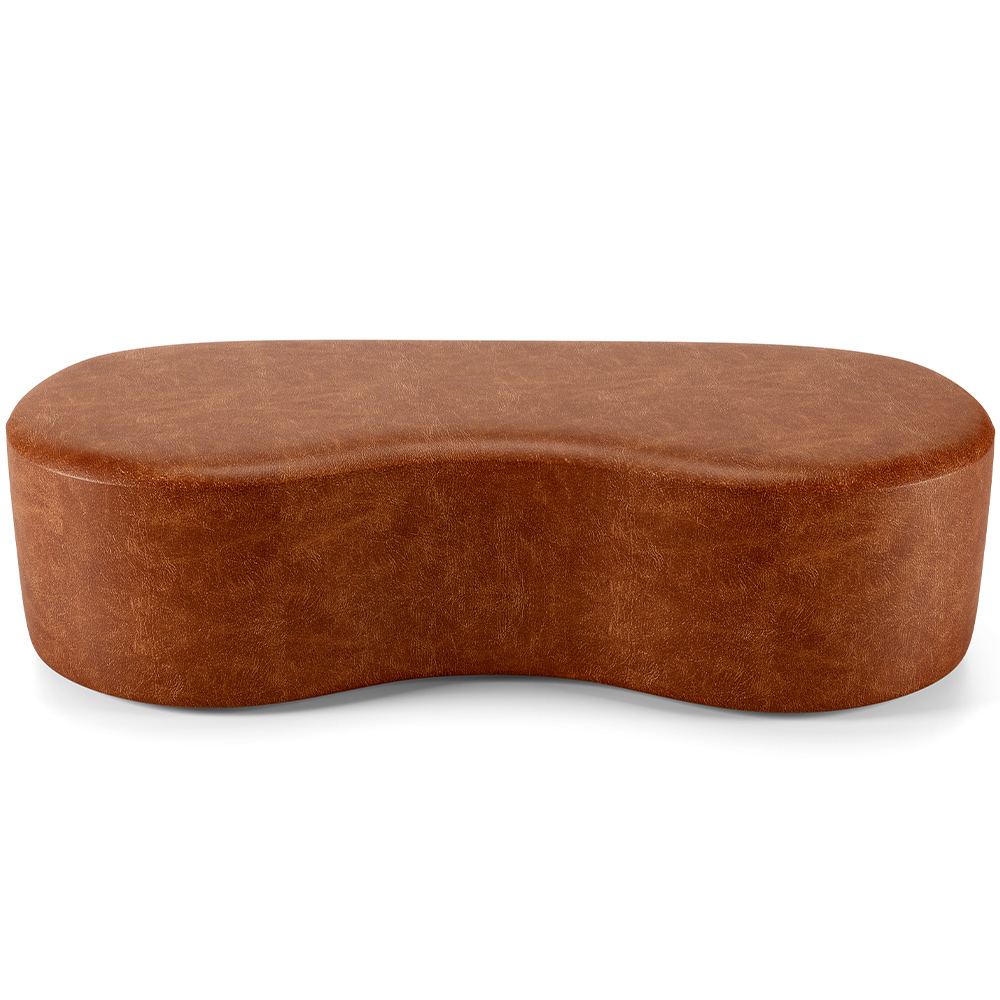 Kit Puff Redondo Lola e Puff Recamier Orgânico Orbit W01 Couríssimo Camel - Lyam Decor