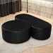 Kit Puff Redondo Lola e Puff Recamier Orgânico Orbit W01 Couríssimo Preto - Lyam Decor