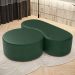 Kit Puff Redondo Lola e Puff Recamier Orgânico Orbit W01 Couríssimo Verde - Lyam Decor
