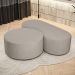 Kit Puff Redondo Lola e Puff Recamier Orgânico Orbit W01 Linho Bege - Lyam Decor