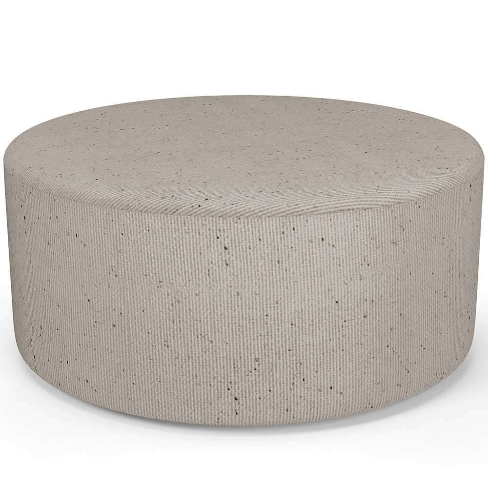Kit Puff Redondo Lola e Puff Recamier Orgânico Orbit W01 Linho Bege - Lyam Decor