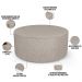 Kit Puff Redondo Lola e Puff Recamier Orgânico Orbit W01 Linho Bege - Lyam Decor