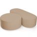 Kit Puff Redondo Lola e Puff Recamier Orgânico Orbit W01 Linho Bege Escuro - Lyam Decor