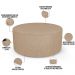 Kit Puff Redondo Lola e Puff Recamier Orgânico Orbit W01 Linho Bege Escuro - Lyam Decor