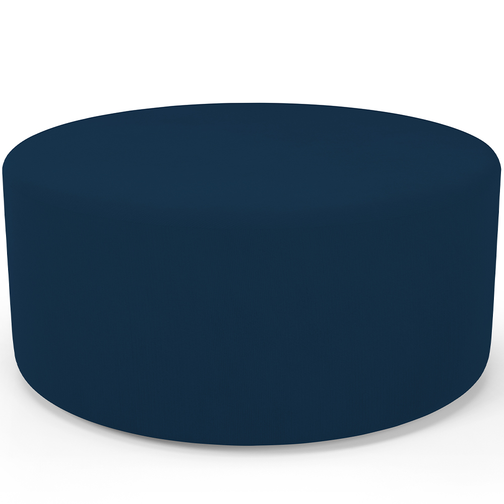 Kit Puff Redondo Lola e Puff Recamier Orgânico Orbit W01 Suede Azul Marinho - Lyam Decor