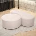 Kit Puff Redondo Lola e Puff Recamier Orgânico Orbit W01 Suede Bege - Lyam Decor