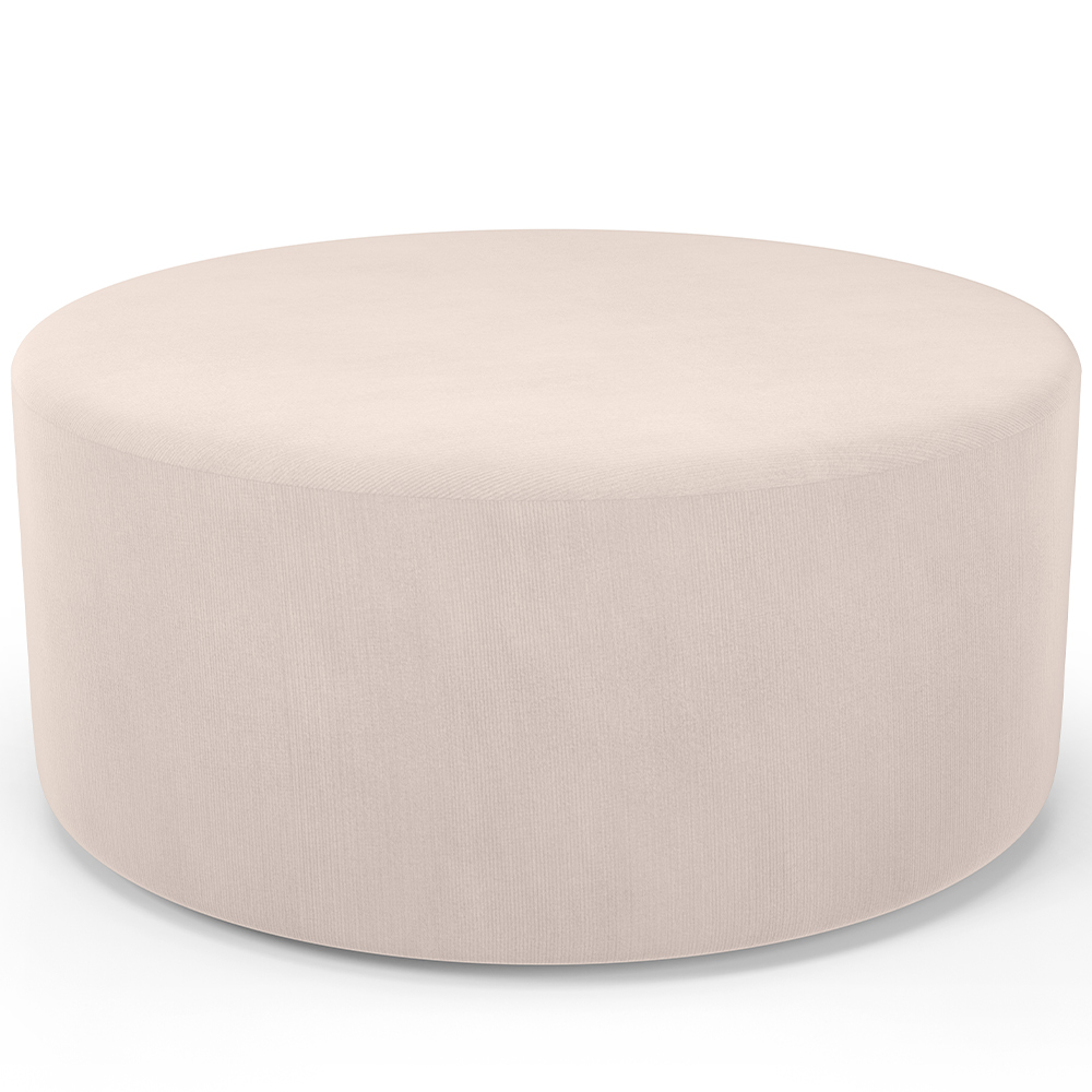 Kit Puff Redondo Lola e Puff Recamier Orgânico Orbit W01 Suede Bege - Lyam Decor