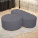 Kit Puff Redondo Lola e Puff Recamier Orgânico Orbit W01 Suede Cinza - Lyam Decor