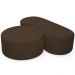 Kit Puff Redondo Lola e Puff Recamier Orgânico Orbit W01 Suede Marrom - Lyam Decor